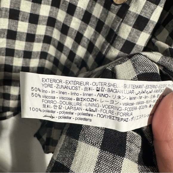 Zara Linen Blend Dress Black and White Size Large - Picture 6 of 14